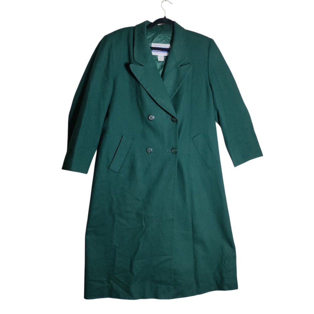 Pendleton Vintage Wool Overcoat Forest Green Double Breasted Long Trench Coat 10